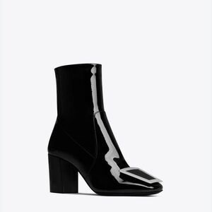 Saint Laurent Maxine Booties in Patent Leather Black 35.5